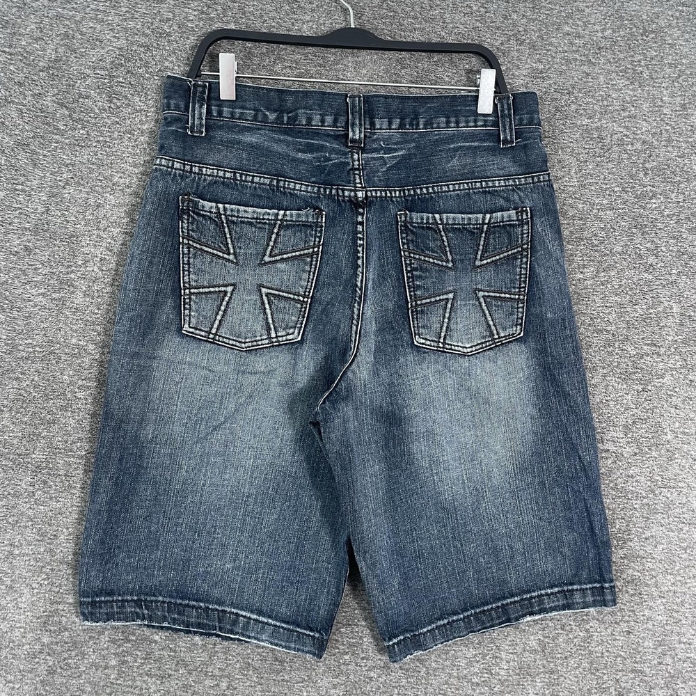 Y2K Route 66 Shorts Mens 34 Blue Denim Bermuda Fit 13" Casual Skater Cross